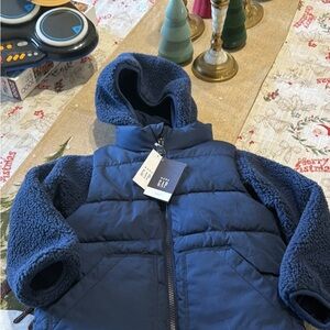 BabyGAP Navy Kids 3-in-1 Puffer Jacket Sherpa Hoodie Vest Size 4 NWT